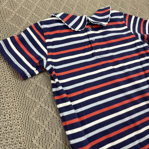 Classic Prep Striped Navy and Red Baby Onesie with Peter Pan Collar - 12/18M - Picture 13 of 13